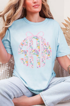 Garden Party Monogram Comfort Colors Adult Ring - Spun Cotton Tee - Wholesale Accessory Market