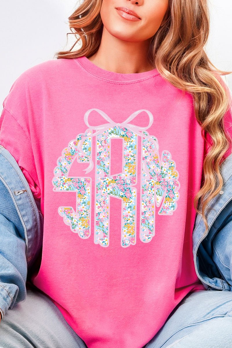 Garden Party Monogram Comfort Colors Adult Ring - Spun Cotton Tee - Wholesale Accessory Market
