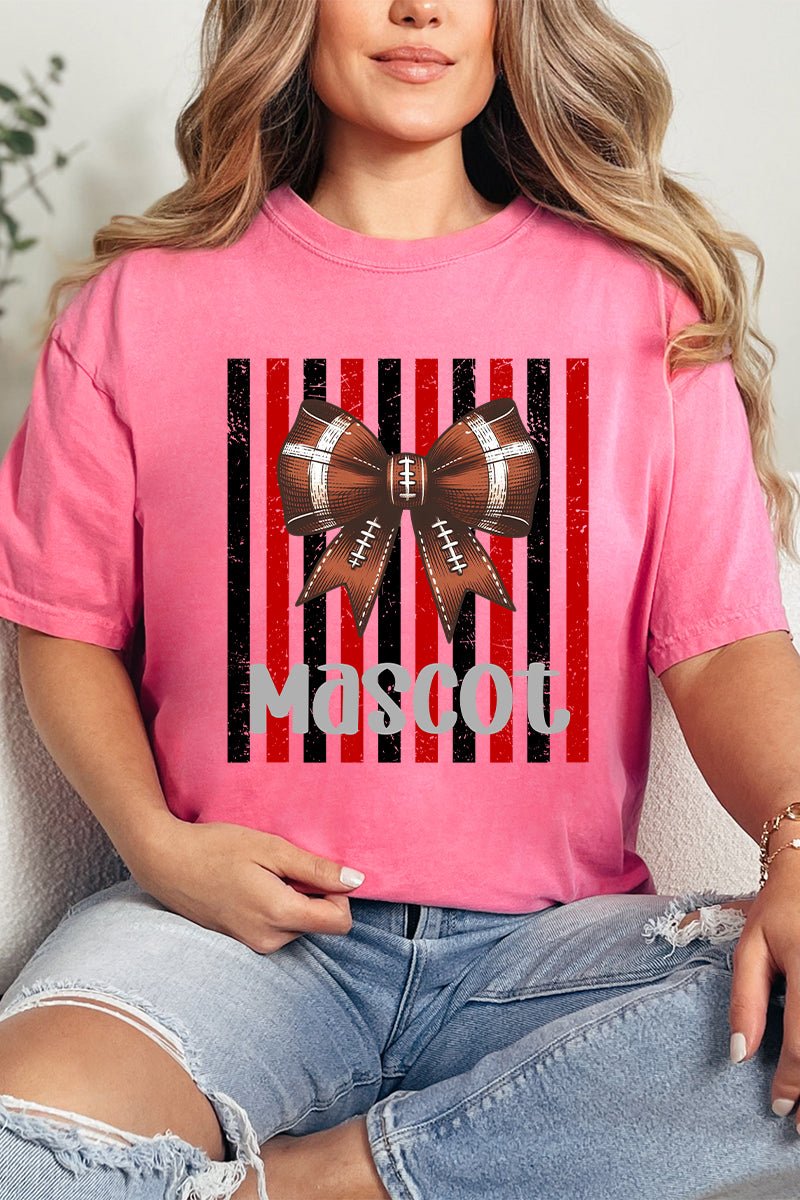 Personalized Red & Black Varsity Bow Comfort Colors Adult Ring-Spun Cotton Tee - Wholesale Accessory Market