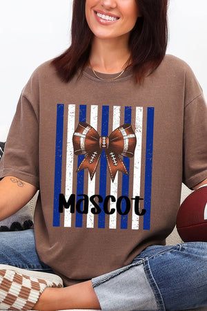 Personalized Blue & White Varsity Bow Comfort Colors Adult Ring-Spun Cotton Tee *Enter Mascot Name - Wholesale Accessory Market