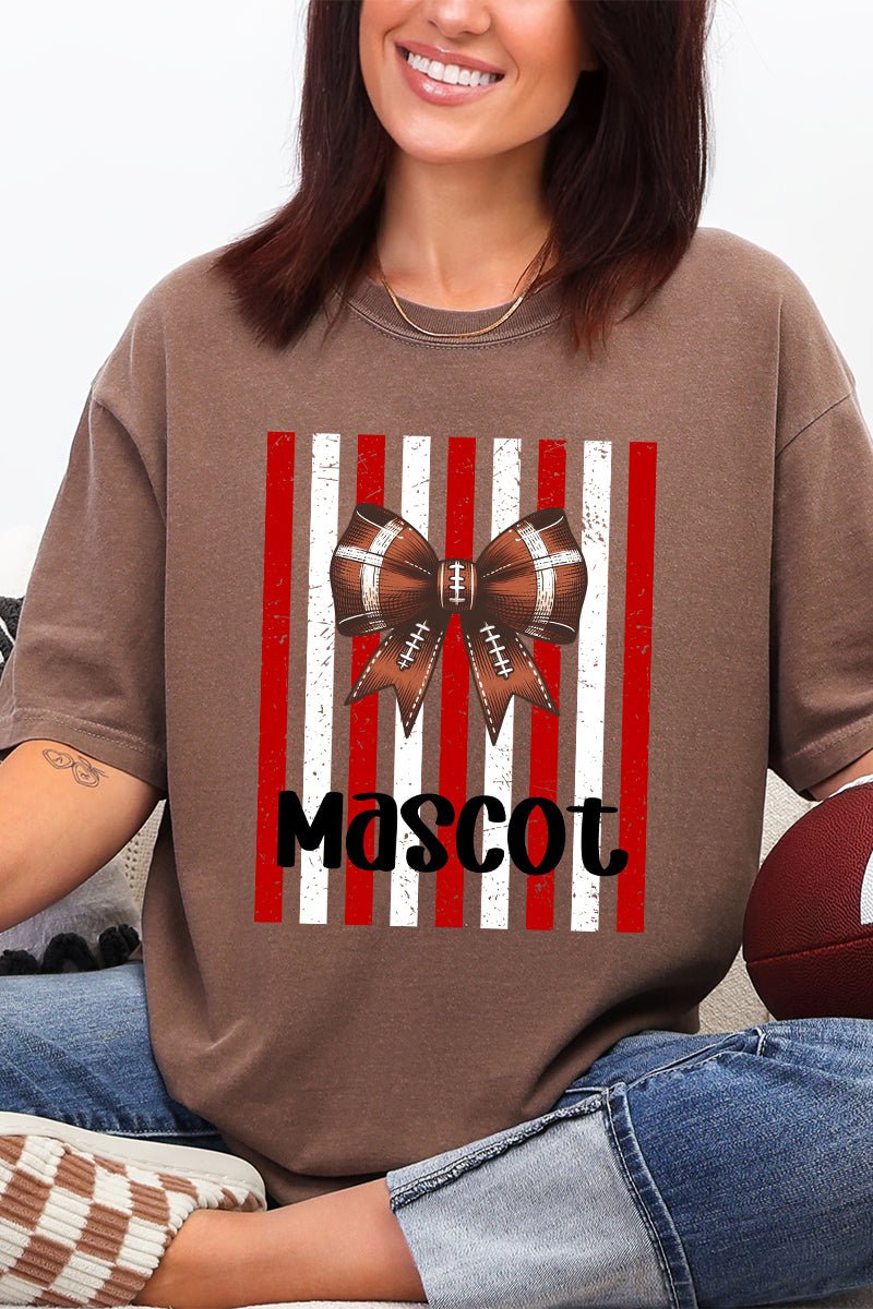 Personalized Red & White Varsity Bow Comfort Colors Adult Ring-Spun Cotton Tee *Enter Mascot Name - Wholesale Accessory Market