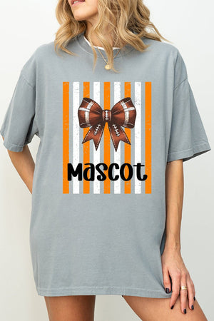 Personalized Fiery Orange & White Varsity Bow Comfort Colors Adult Ring-Spun Cotton Tee *Enter Mascot Name - Wholesale Accessory Market
