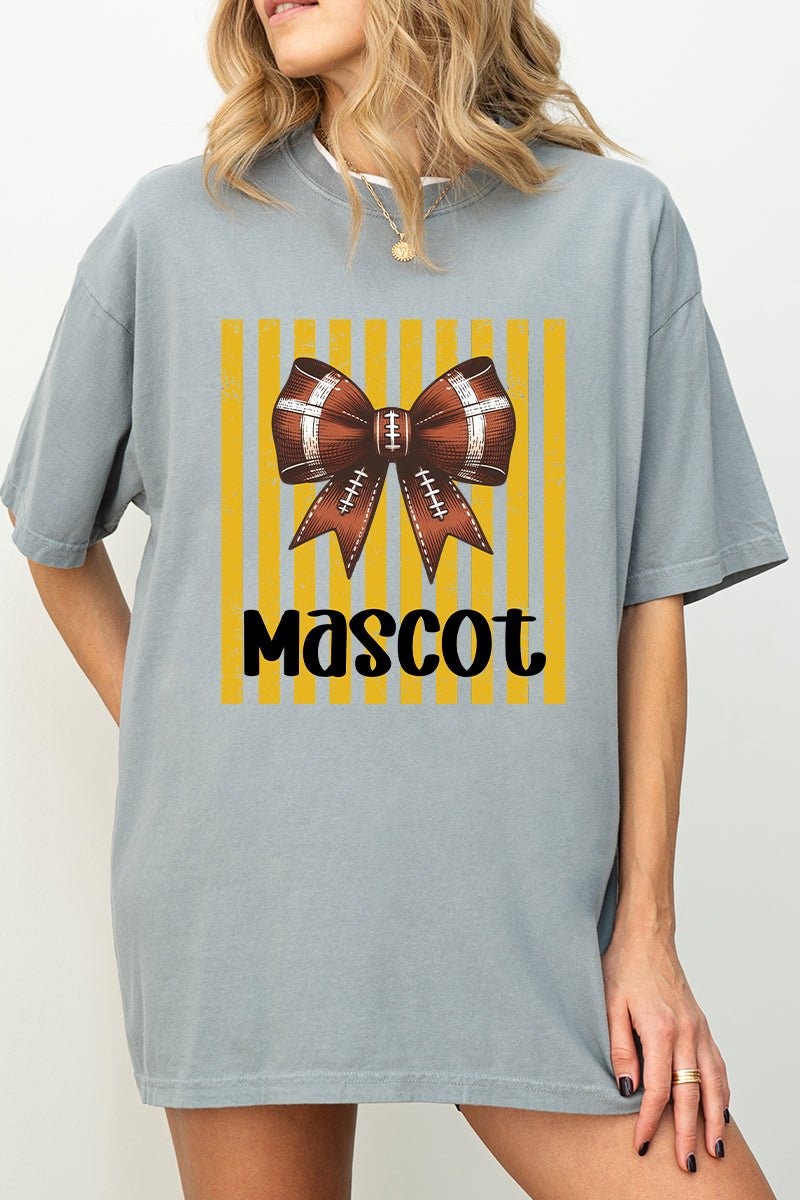 Personalized Yellow Gold Varsity Bow Comfort Colors Adult Ring-Spun Cotton Tee *Enter Mascot Name - Wholesale Accessory Market