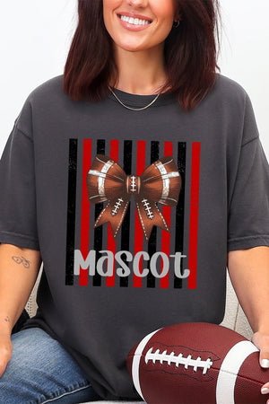Personalized Red & Black Varsity Bow Comfort Colors Adult Ring-Spun Cotton Tee - Wholesale Accessory Market