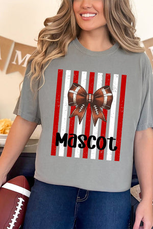 Personalized Red & White Varsity Bow Comfort Colors Adult Ring-Spun Cotton Tee *Enter Mascot Name - Wholesale Accessory Market