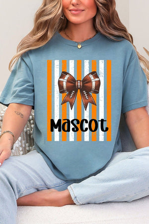 Personalized Fiery Orange & White Varsity Bow Comfort Colors Adult Ring-Spun Cotton Tee *Enter Mascot Name - Wholesale Accessory Market