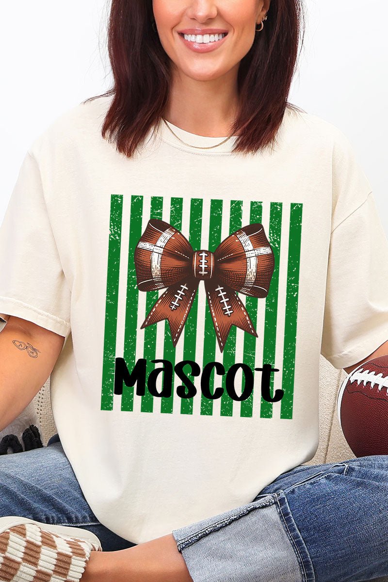 Personalized Green Varsity Bow Comfort Colors Adult Ring-Spun Cotton Tee *Enter Mascot Name - Wholesale Accessory Market