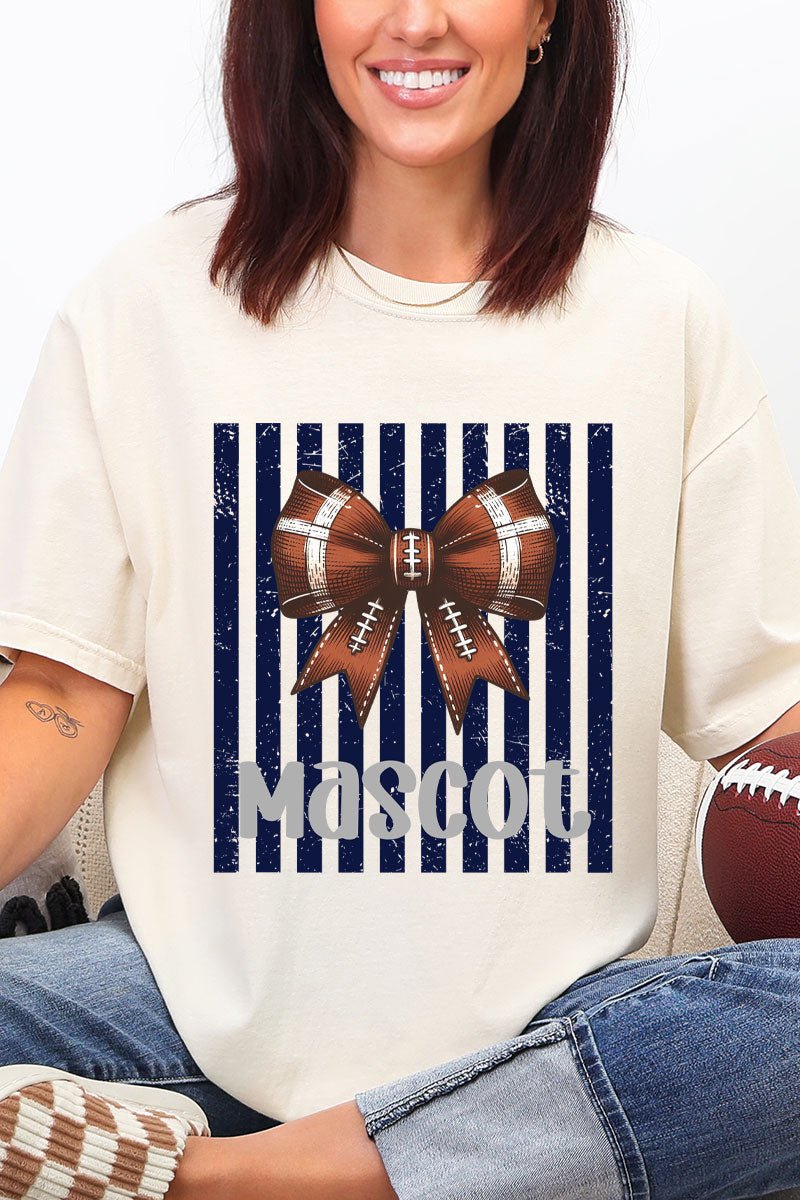 Personalized Navy Varsity Bow Comfort Colors Adult Ring-Spun Cotton Tee *Enter Mascot Name - Wholesale Accessory Market