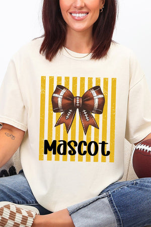 Personalized Yellow Gold Varsity Bow Comfort Colors Adult Ring-Spun Cotton Tee *Enter Mascot Name - Wholesale Accessory Market