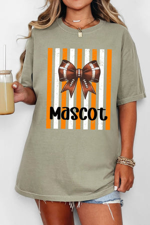Personalized Fiery Orange & White Varsity Bow Comfort Colors Adult Ring-Spun Cotton Tee *Enter Mascot Name - Wholesale Accessory Market