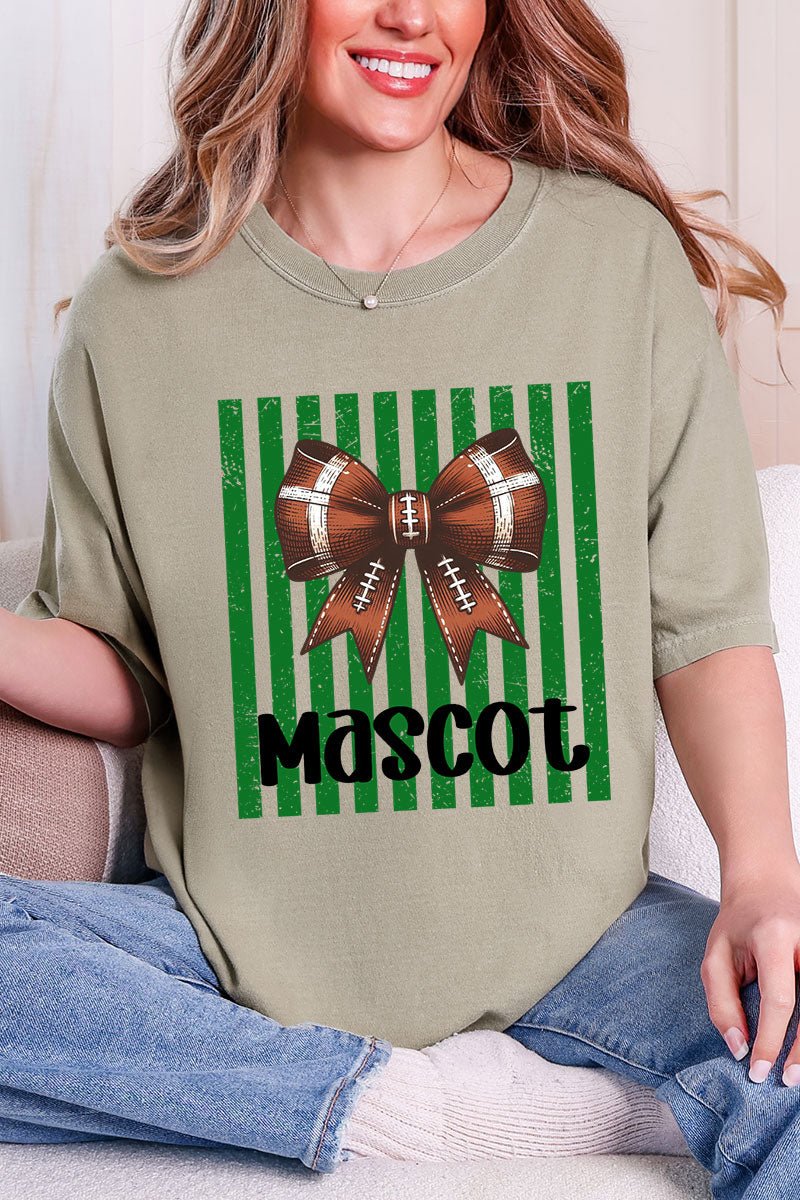 Personalized Green Varsity Bow Comfort Colors Adult Ring-Spun Cotton Tee *Enter Mascot Name - Wholesale Accessory Market