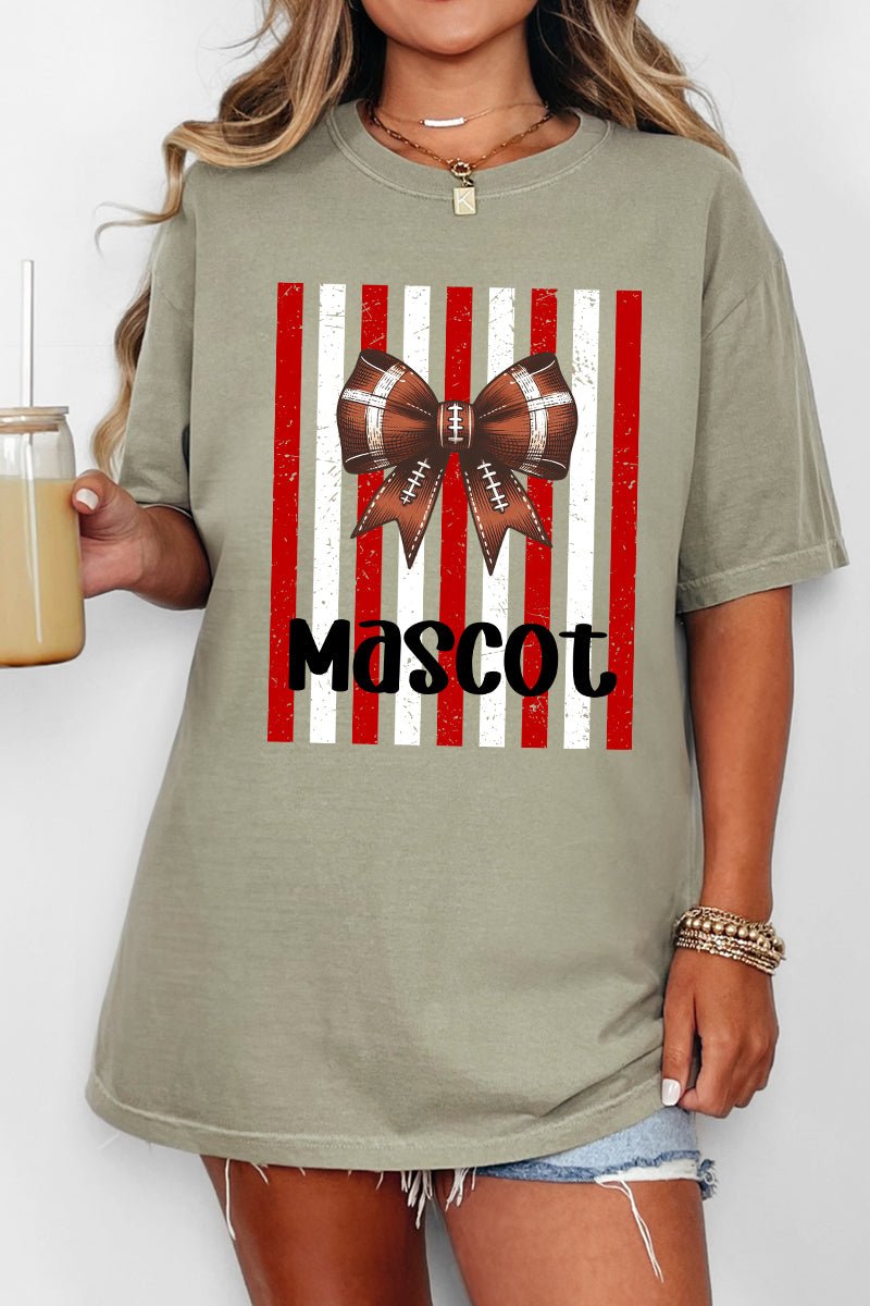 Personalized Red & White Varsity Bow Comfort Colors Adult Ring-Spun Cotton Tee *Enter Mascot Name - Wholesale Accessory Market