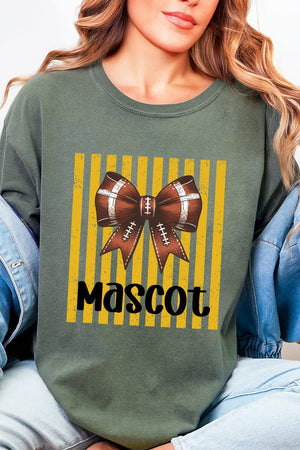 Personalized Yellow Gold Varsity Bow Comfort Colors Adult Ring-Spun Cotton Tee *Enter Mascot Name - Wholesale Accessory Market