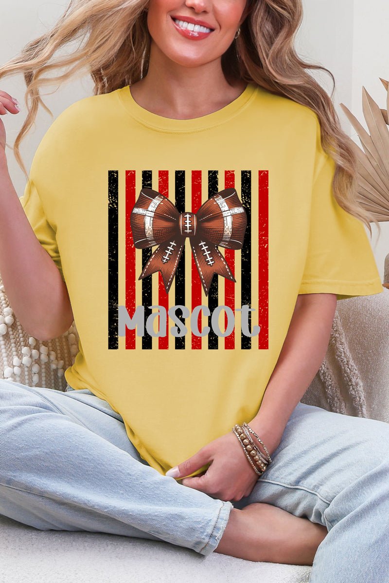 Personalized Red & Black Varsity Bow Comfort Colors Adult Ring-Spun Cotton Tee - Wholesale Accessory Market