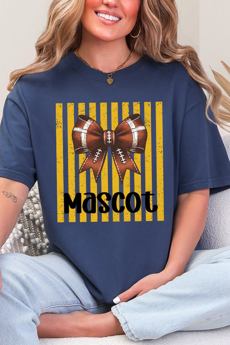 Personalized Yellow Gold Varsity Bow Comfort Colors Adult Ring-Spun Cotton Tee *Enter Mascot Name - Wholesale Accessory Market