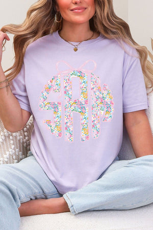 Garden Party Monogram Comfort Colors Adult Ring - Spun Cotton Tee - Wholesale Accessory Market