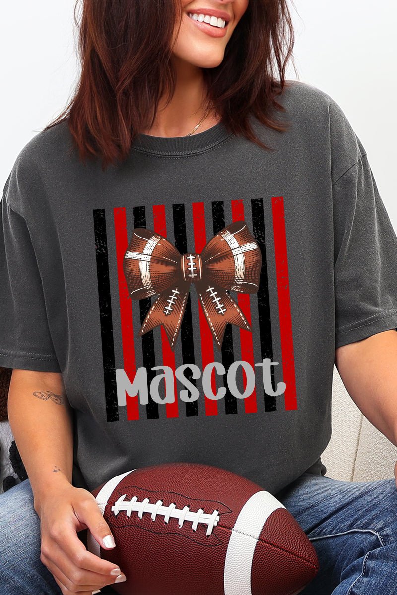 Personalized Red & Black Varsity Bow Comfort Colors Adult Ring-Spun Cotton Tee - Wholesale Accessory Market