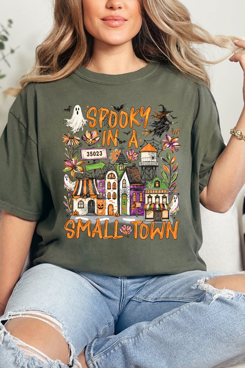 Personalized Spooky In A Small Town Comfort Colors Adult Ring-Spun Cotton Tee *Enter Zip Code - Wholesale Accessory Market