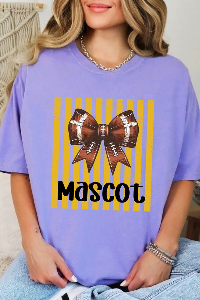 Personalized Yellow Gold Varsity Bow Comfort Colors Adult Ring-Spun Cotton Tee *Enter Mascot Name - Wholesale Accessory Market