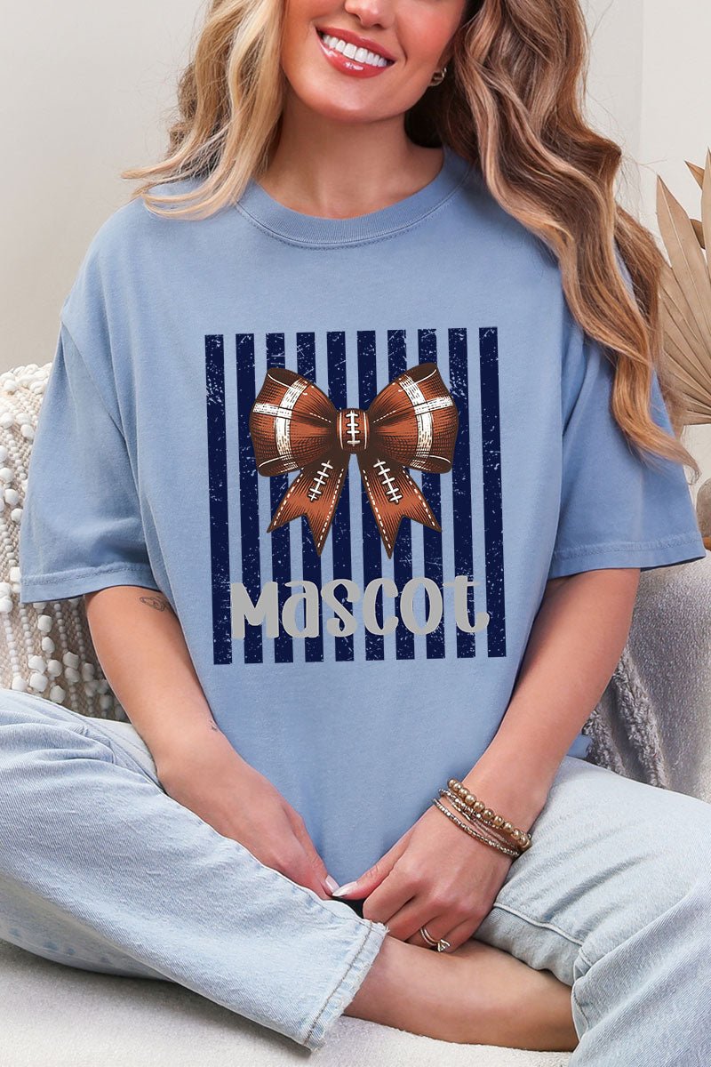 Personalized Navy Varsity Bow Comfort Colors Adult Ring-Spun Cotton Tee *Enter Mascot Name - Wholesale Accessory Market