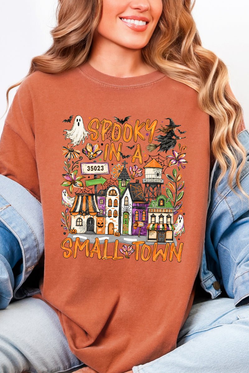 Personalized Spooky In A Small Town Comfort Colors Adult Ring-Spun Cotton Tee *Enter Zip Code - Wholesale Accessory Market