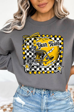 Doodle Yellow Football Pride Heavy - weight Crew Sweatshirt *Personalize Your Team Name - Wholesale Accessory Market