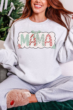 Green And Gingham Christmas Custom Name Heavy Blend Crew Sweatshirt *Personalize Your Name - Wholesale Accessory Market
