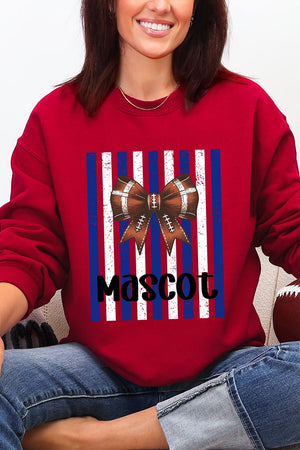 Personalized Blue & White Varsity Bow Heavy Blend Crew Sweatshirt *Enter Mascot Name - Wholesale Accessory Market