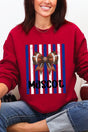 Personalized Blue & White Varsity Bow Heavy Blend Crew Sweatshirt *Enter Mascot Name - Wholesale Accessory Market