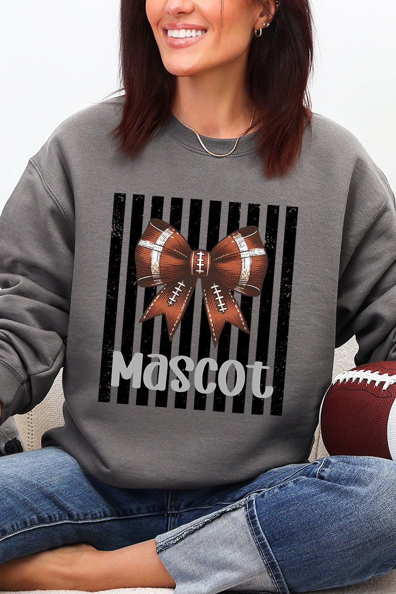 Personalized Black Varsity Bow Heavy Blend Crew Sweatshirt *Enter Mascot Name - Wholesale Accessory Market