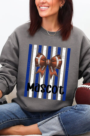 Personalized Blue & White Varsity Bow Heavy Blend Crew Sweatshirt *Enter Mascot Name - Wholesale Accessory Market