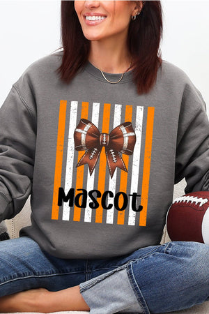 Personalized Fiery Orange & White Varsity Bow Heavy Blend Crew Sweatshirt *Enter Mascot Name - Wholesale Accessory Market