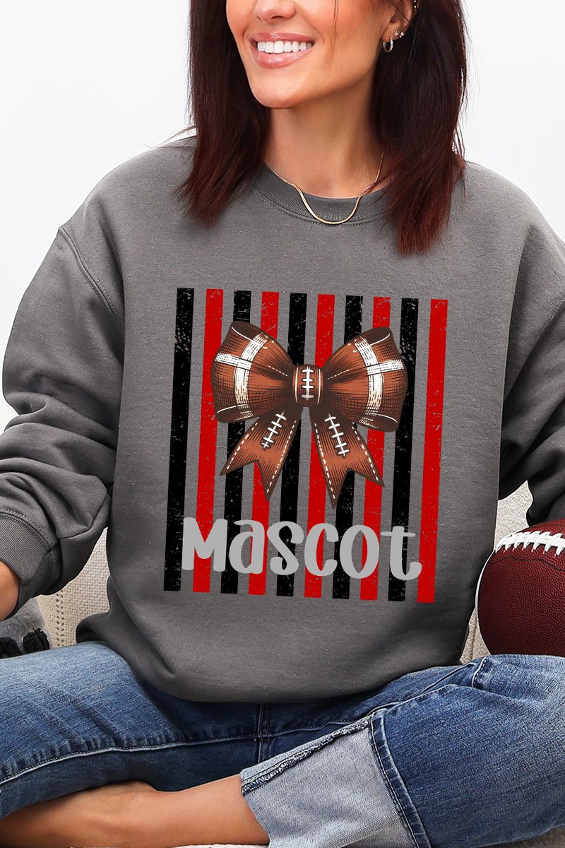 Personalized Red & Black Varsity Bow Heavy Blend Crew Sweatshirt *Enter Mascot Name - Wholesale Accessory Market