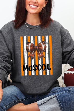 Personalized Fiery Orange & White Varsity Bow Heavy Blend Crew Sweatshirt *Enter Mascot Name - Wholesale Accessory Market