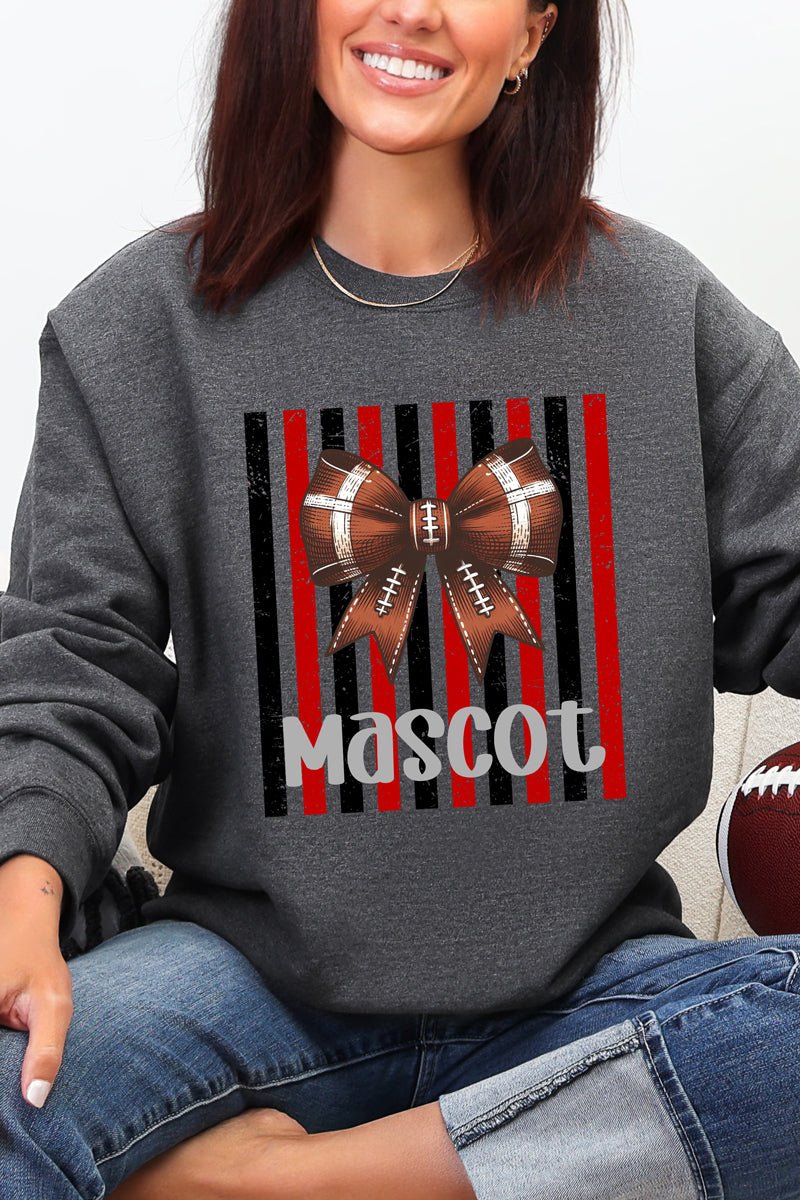 Personalized Red & Black Varsity Bow Heavy Blend Crew Sweatshirt *Enter Mascot Name - Wholesale Accessory Market