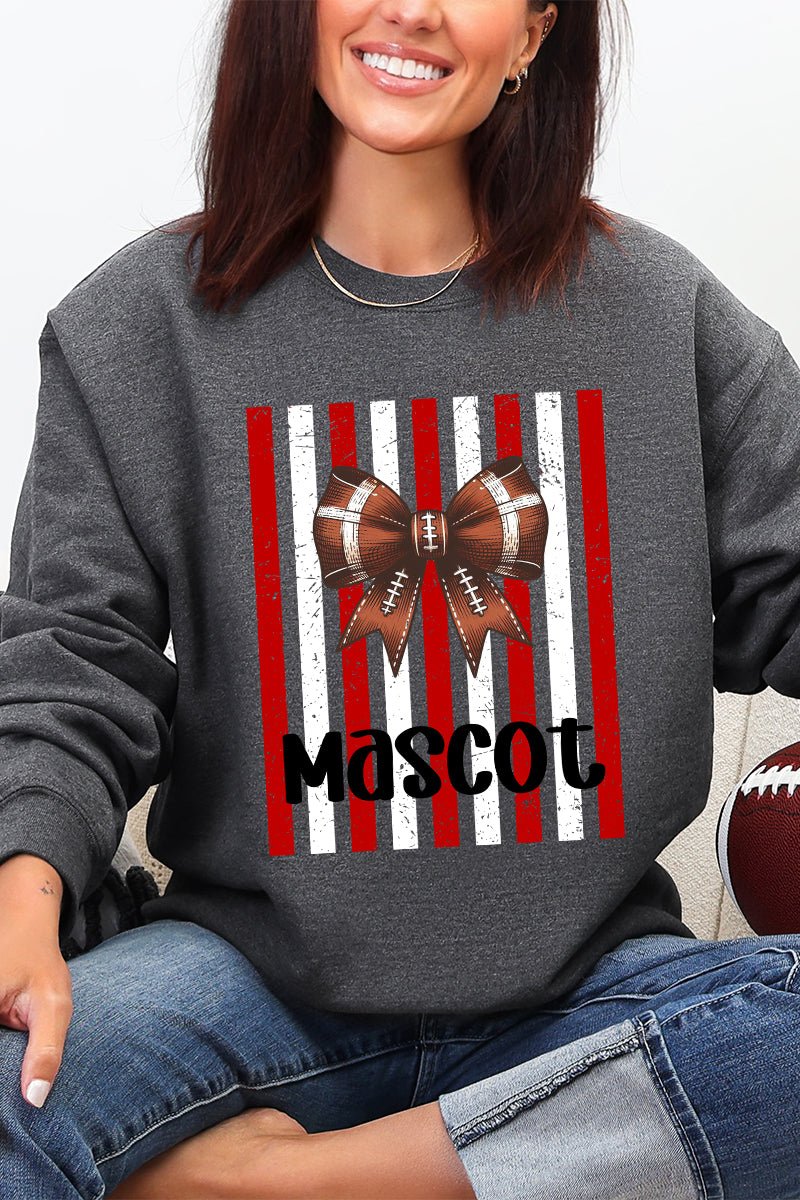 Personalized Red & White Varsity Bow Heavy Blend Crew Sweatshirt *Enter Mascot Name - Wholesale Accessory Market