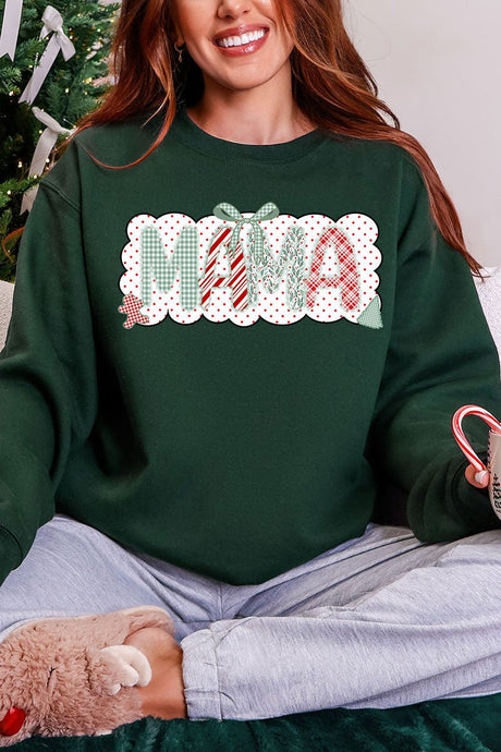 Green And Gingham Christmas Custom Name Heavy Blend Crew Sweatshirt *Personalize Your Name - Wholesale Accessory Market