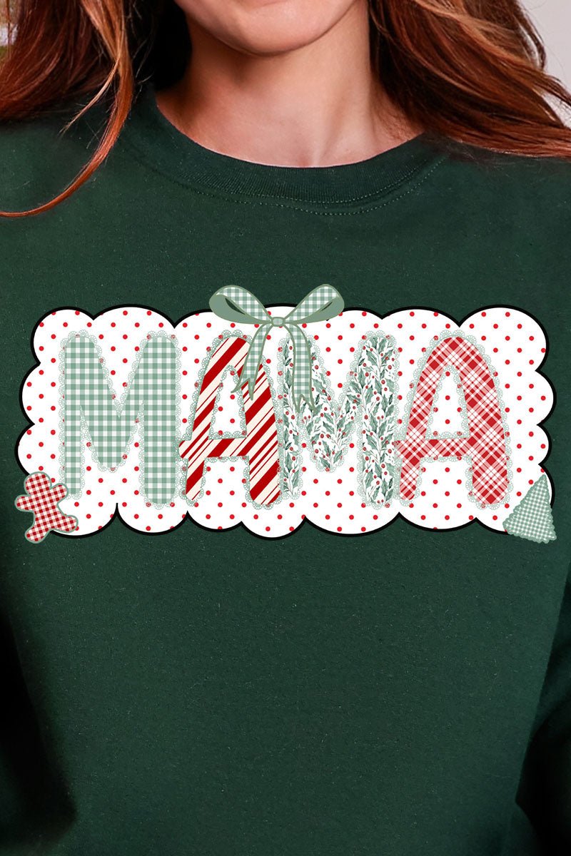 Green And Gingham Christmas Custom Name Heavy Blend Crew Sweatshirt *Personalize Your Name - Wholesale Accessory Market