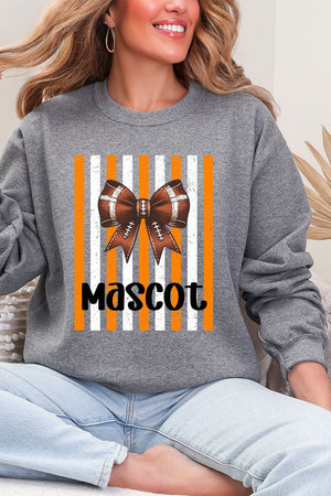 Personalized Fiery Orange & White Varsity Bow Heavy Blend Crew Sweatshirt *Enter Mascot Name - Wholesale Accessory Market