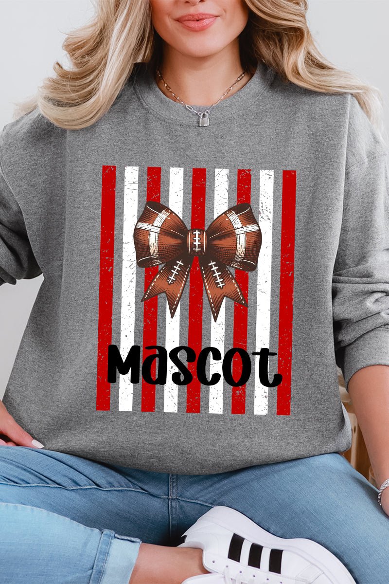 Personalized Red & White Varsity Bow Heavy Blend Crew Sweatshirt *Enter Mascot Name - Wholesale Accessory Market
