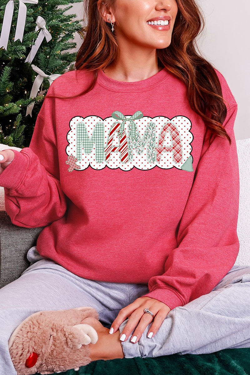 Green And Gingham Christmas Custom Name Heavy Blend Crew Sweatshirt *Personalize Your Name - Wholesale Accessory Market