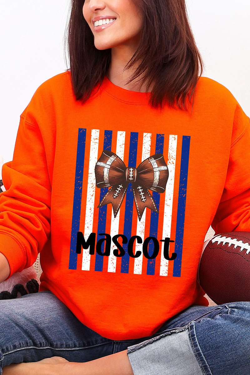Personalized Blue & White Varsity Bow Heavy Blend Crew Sweatshirt *Enter Mascot Name - Wholesale Accessory Market