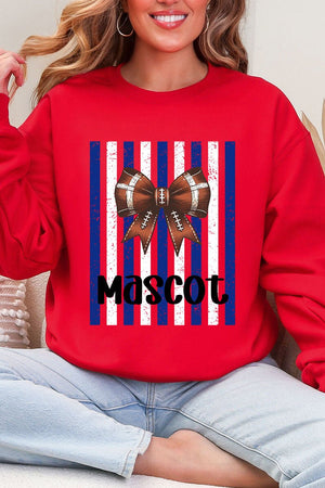Personalized Blue & White Varsity Bow Heavy Blend Crew Sweatshirt *Enter Mascot Name - Wholesale Accessory Market