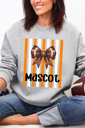 Personalized Fiery Orange & White Varsity Bow Heavy Blend Crew Sweatshirt *Enter Mascot Name - Wholesale Accessory Market
