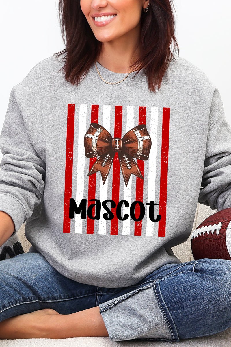 Personalized Red & White Varsity Bow Heavy Blend Crew Sweatshirt *Enter Mascot Name - Wholesale Accessory Market