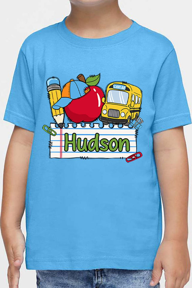 Toddler Personalized Back-to-School Name Tag Boy Fine Jersey Tee *Enter Kid's Name - Wholesale Accessory Market