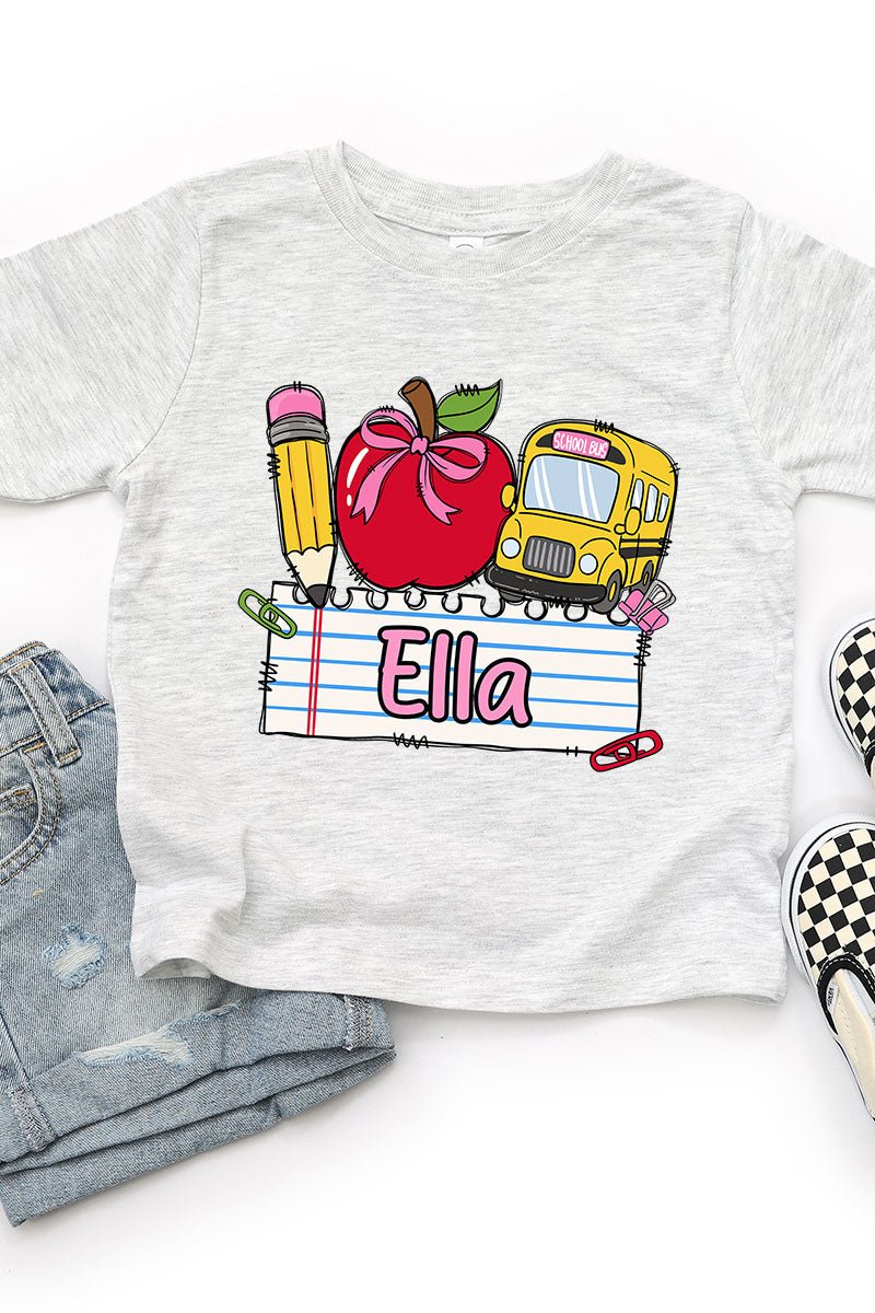 Toddler Personalized Back-to-School Name Tag Girl Fine Jersey Tee *Enter Kid's Name - Wholesale Accessory Market