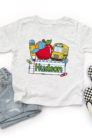 Toddler Personalized Back-to-School Name Tag Boy Fine Jersey Tee *Enter Kid's Name - Wholesale Accessory Market