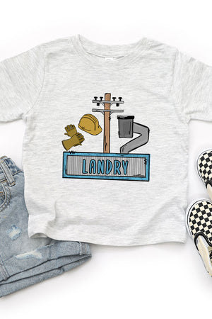 Toddler Personalized Blue Power Crew Kid Fine Jersey Tee *Personalize Your Name - Wholesale Accessory Market