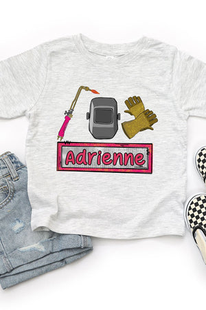 Toddler Personalized Pink Mini Metal Maker Fine Jersey Tee *Personalize Your Name - Wholesale Accessory Market